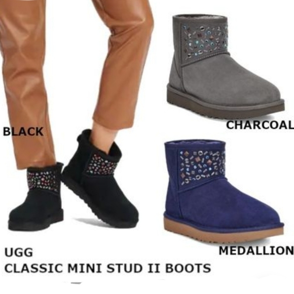 SALE! UGG Classic Mini Stud II Charcoal Boots - Picture 11 of 13